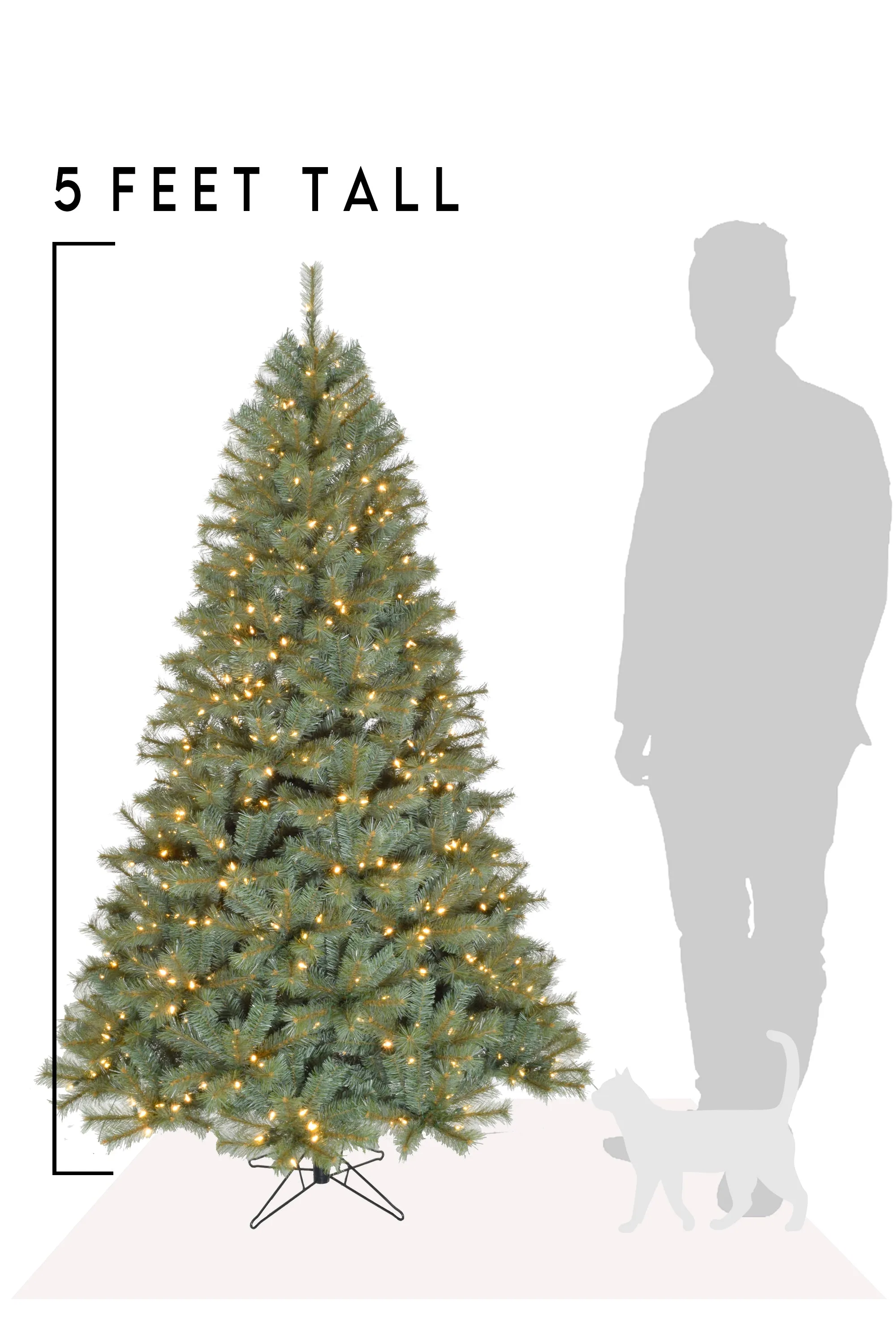5' Pre-lit Classic Spruce Tree with Metal Stand and Instant Connect