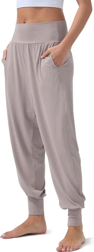 AFITNE Women's Yoga Joggers Cuffed Loose Workout Fold Over Sweatpants Comfy High Waisted Lounge Pants with Pockets