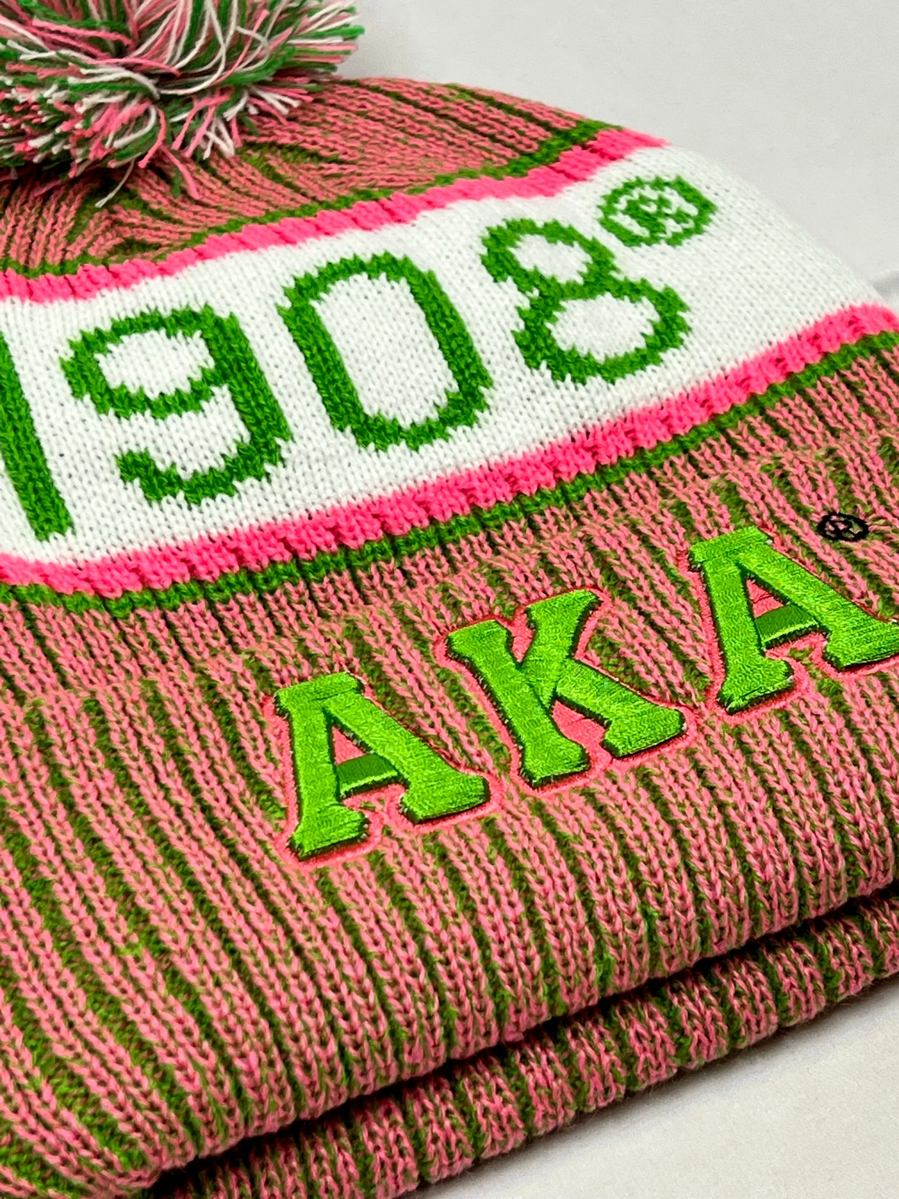 AKA Pink Beanie Hat with Pom