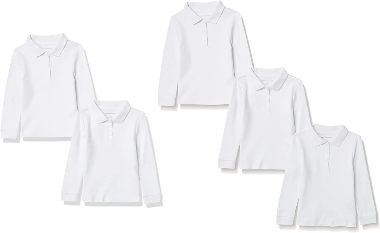 Amazon Essentials Girls and Toddlers' Long-Sleeve Interlock Polo Shirts, Multipacks