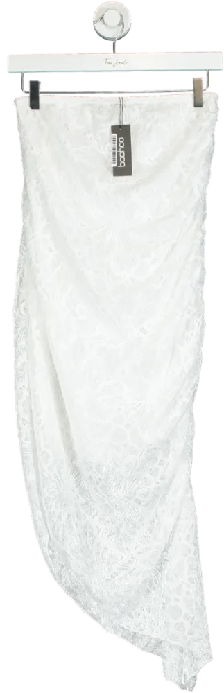 Boohoo White Lace Asymmetric Dress UK 12
