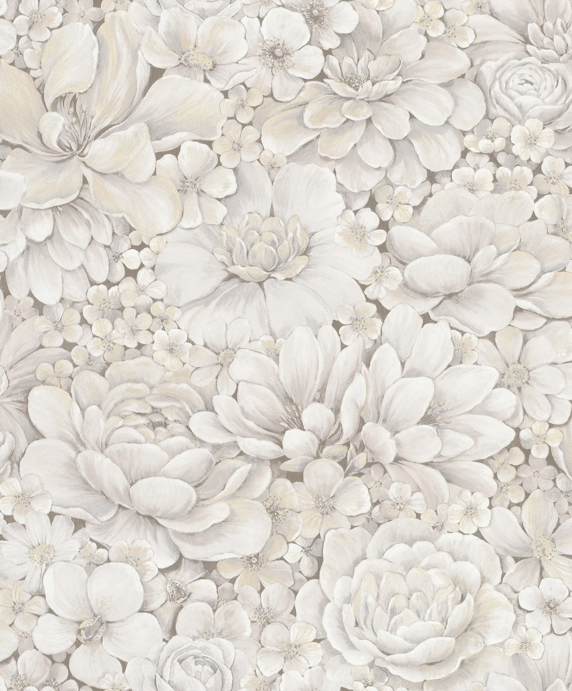 Floral Texture Greige Wallpaper from Eden Collection by Galerie Wallcoverings