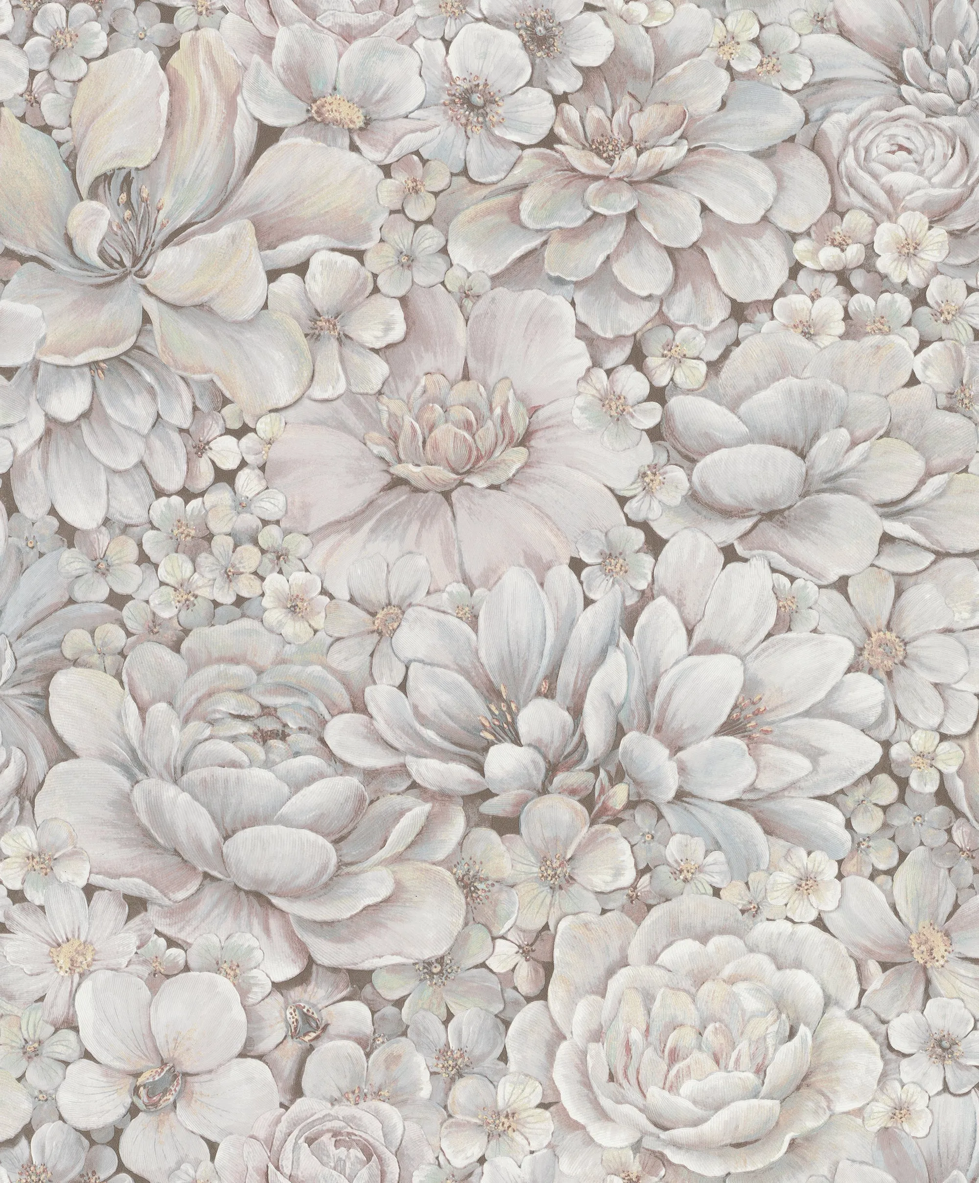 Floral Texture Pink/Grey Wallpaper from Eden Collection by Galerie Wallcoverings