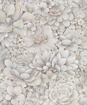 Floral Texture Pink/Grey Wallpaper from Eden Collection by Galerie Wallcoverings