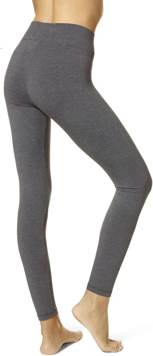 HUE Women's Ultra Soft Cotton Leggings with Wide Waistband, Full and Capri Length