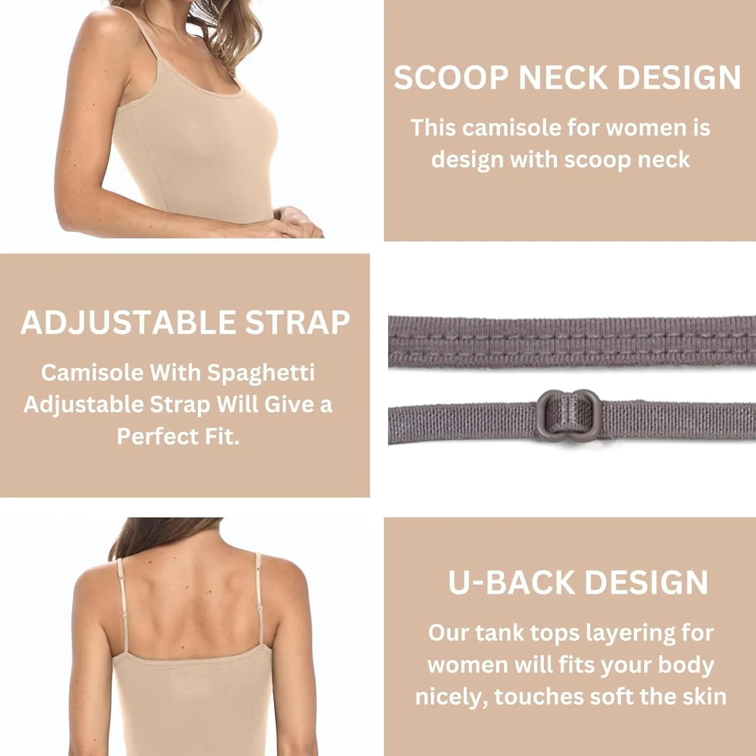 M&M SCRUBS Women's Soft and Breathable Cotton Stretch Camisole with Adjustable Strap Tank Top
