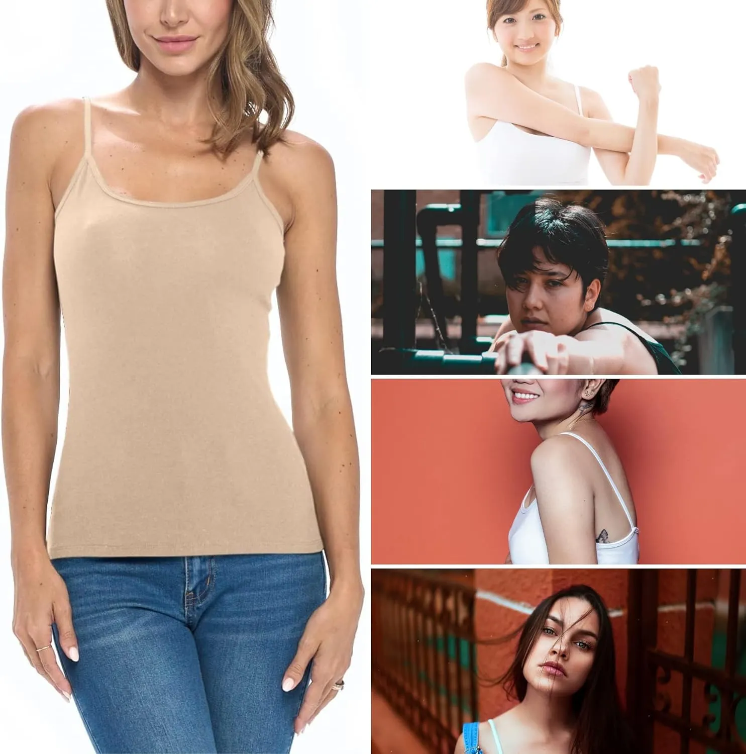 M&M SCRUBS Women's Soft and Breathable Cotton Stretch Camisole with Adjustable Strap Tank Top