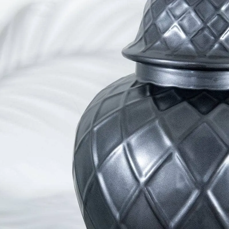 Matt Black Lattice Ginger Jar - 20"