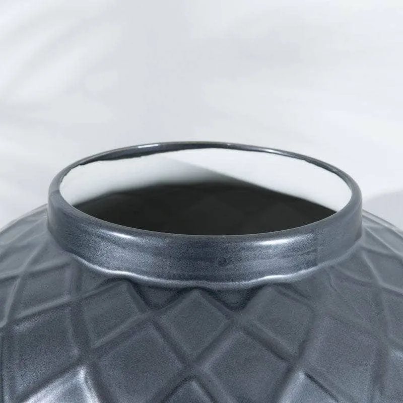 Matt Black Lattice Ginger Jar - 20"