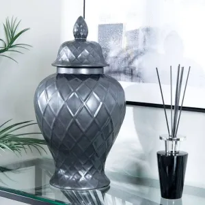 Matt Black Lattice Ginger Jar - 20"