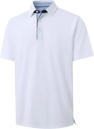 Men's Business Long and Short Sleeve Polo Shirts Mercerized Cotton Blend Casual Stylish Collared Shirts