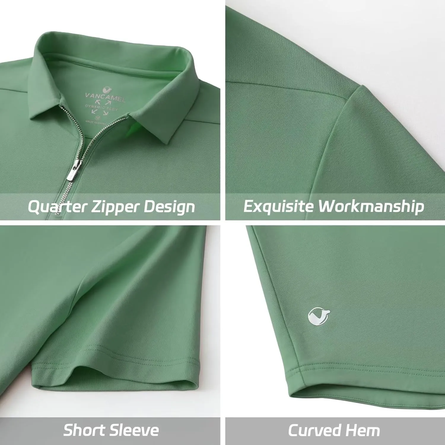 Mens Quarter Zip Polo Shirt Long and Short Sleeve Collared Shirts Moisture Wicking Performance Golf Polo Shirts