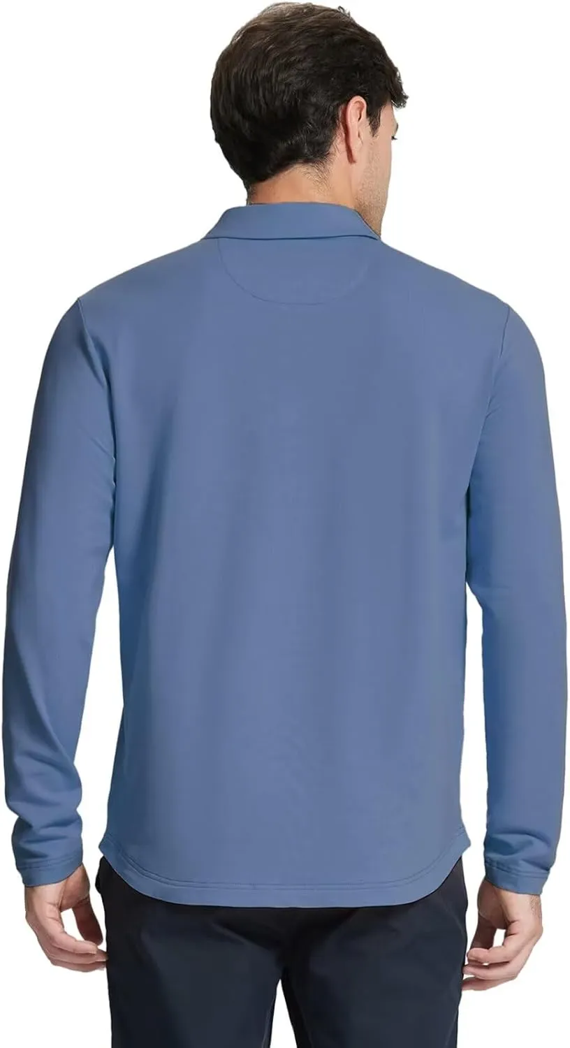 Mens Quarter Zip Polo Shirt Long and Short Sleeve Collared Shirts Moisture Wicking Performance Golf Polo Shirts