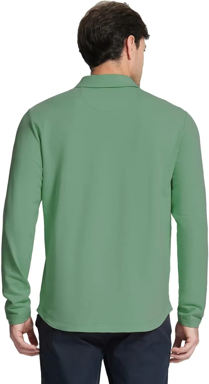 Mens Quarter Zip Polo Shirt Long and Short Sleeve Collared Shirts Moisture Wicking Performance Golf Polo Shirts