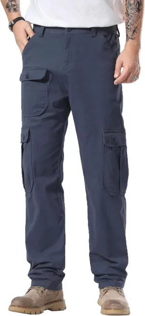 Plaid&Plain Men's Cargo Pants Relaxed Fit with Extra Front Pocket and Oversized Belt Loops LSC013