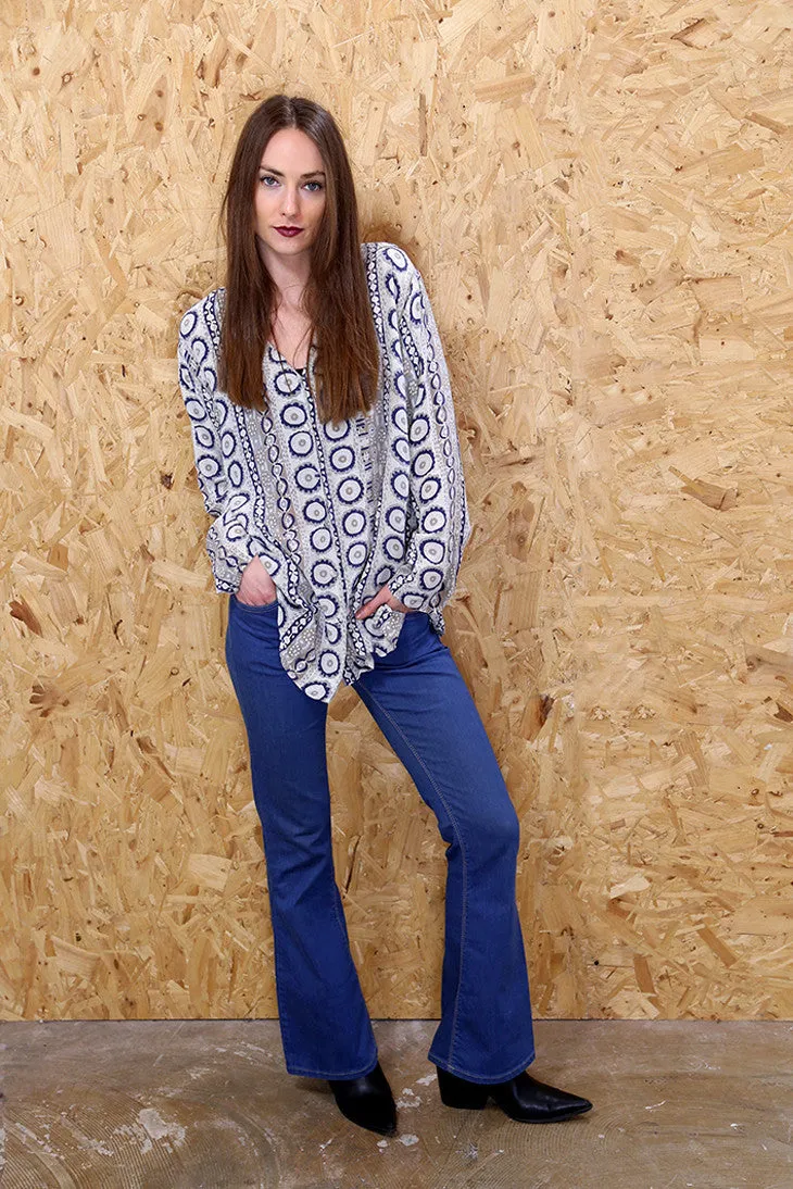 Relaxed Fit Printed Silk Shirt