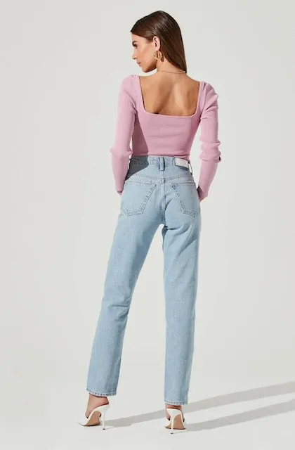 TARZANA RIBBED KNIT SWEETHEART SWEATER