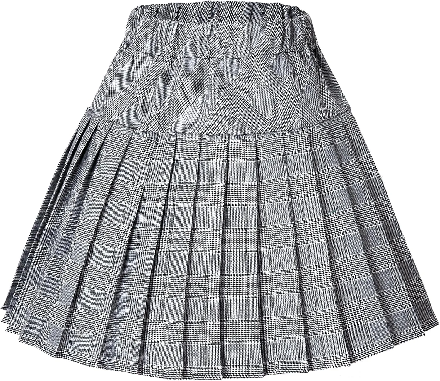 Women's Stretchy High Waist Tartan Pleated Mini Skirt Plaid Skater Skirts for Women and School Costume