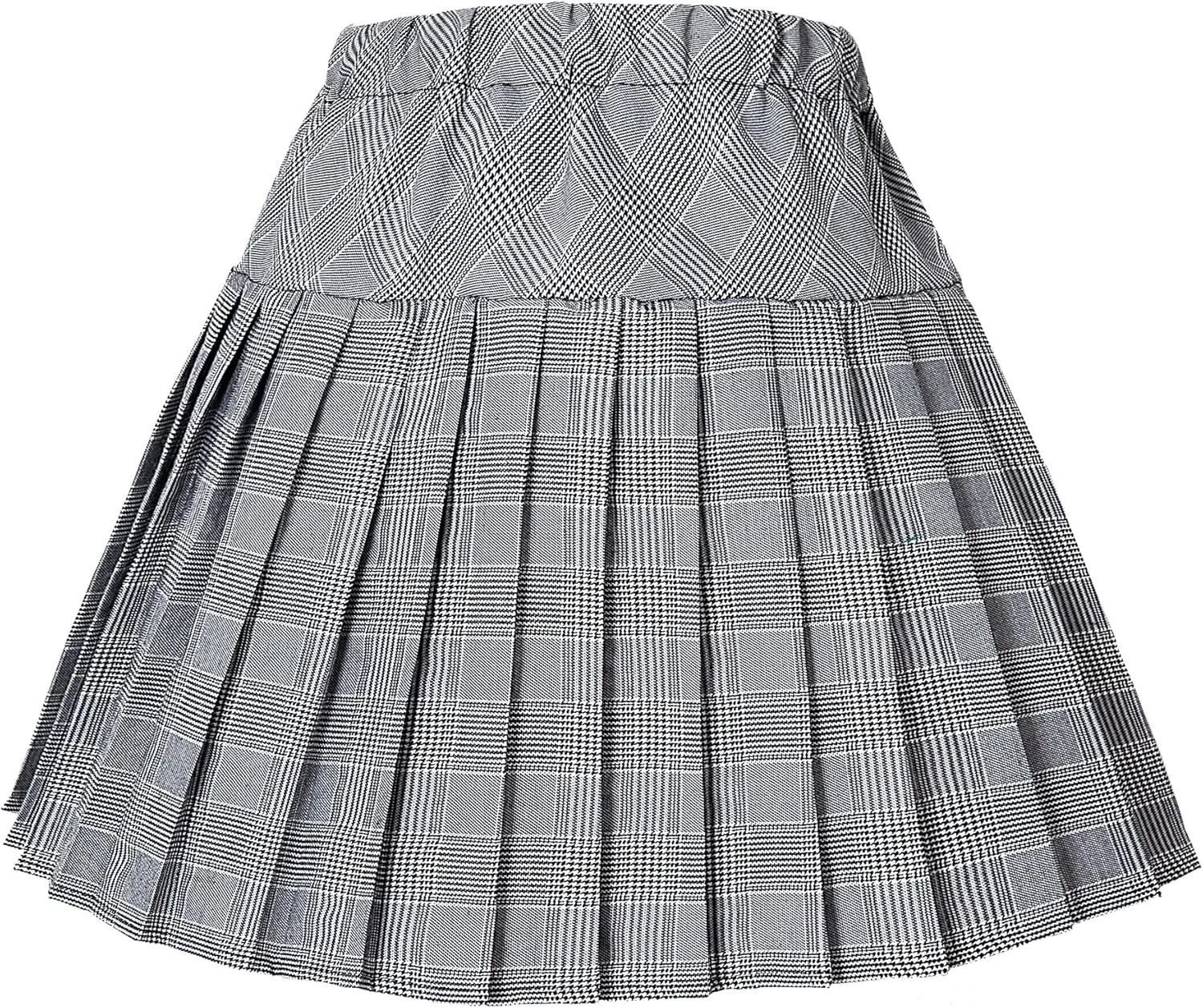 Women's Stretchy High Waist Tartan Pleated Mini Skirt Plaid Skater Skirts for Women and School Costume