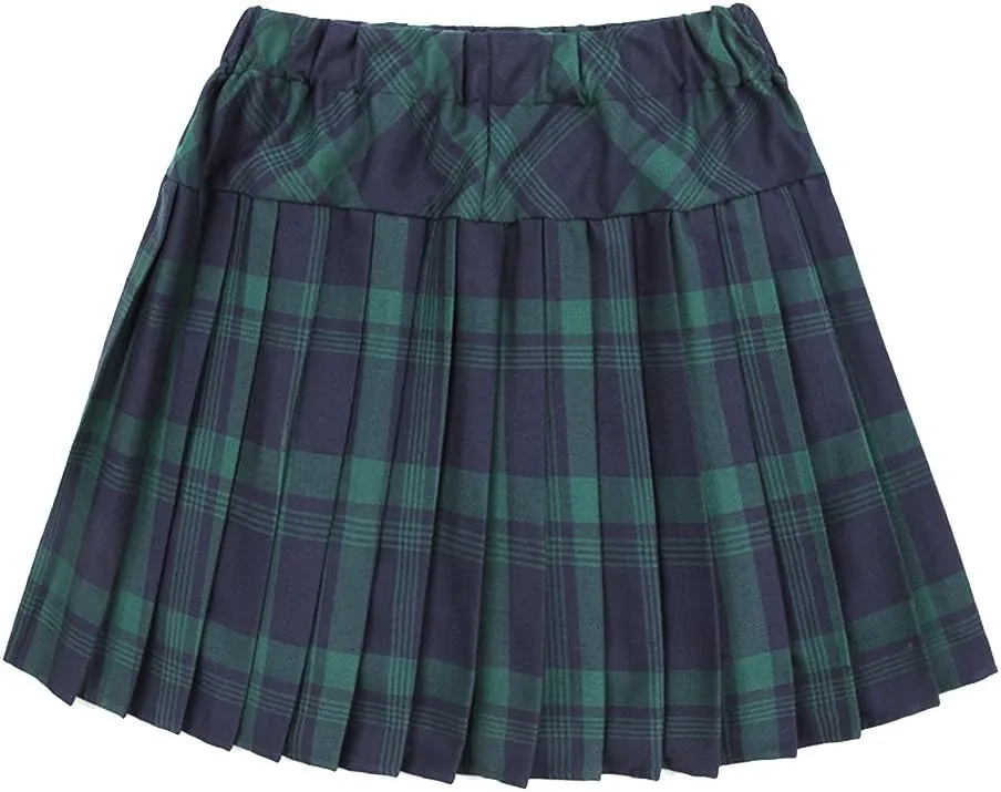 Women's Stretchy High Waist Tartan Pleated Mini Skirt Plaid Skater Skirts for Women and School Costume