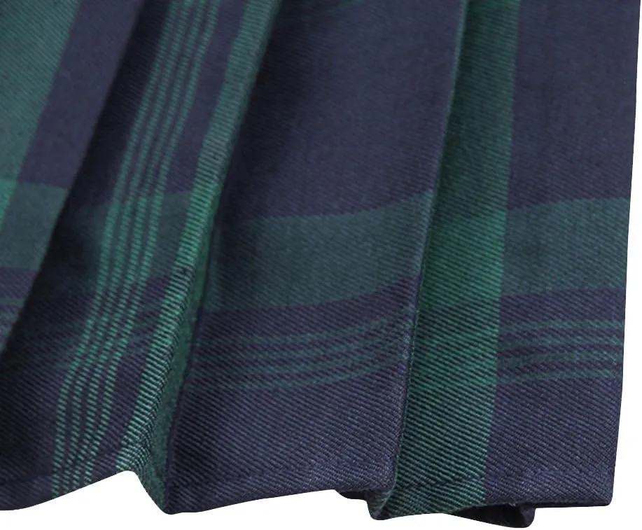 Women's Stretchy High Waist Tartan Pleated Mini Skirt Plaid Skater Skirts for Women and School Costume