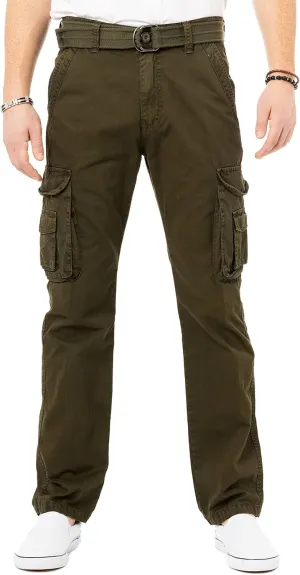 X RAY Mens Cargo Pants, Soft Cotton W/Deep Pockets & Belt Cargo Pants for Men Work and Travel